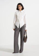 Julie - Speckled Tailored Twin Pleat Pants - Grey Speckle