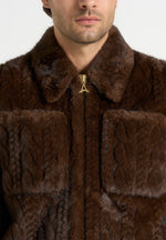 david-plush-cable-embossed-jacket-brown