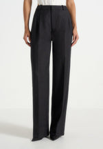 Julie - Tailored Twin Pleat Pants - Black Speckle