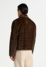 david-plush-cable-embossed-jacket-brown