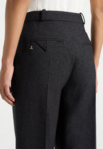 Julie - Tailored Twin Pleat Pants - Black Speckle