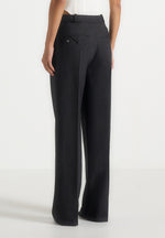 Julie - Tailored Twin Pleat Pants - Black Speckle