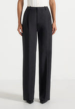 Julie - Tailored Twin Pleat Pants - Black Speckle