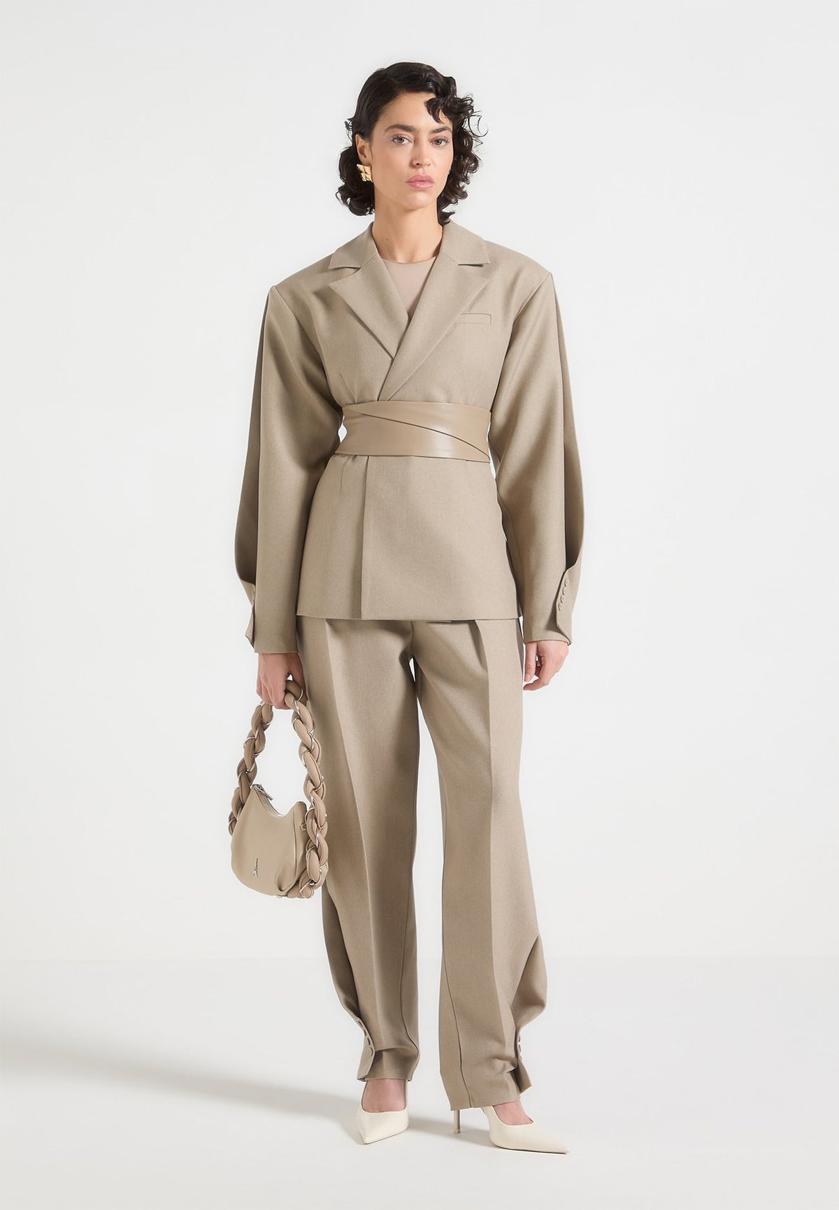 S⁠ophie - Twist Leg Tailored Pants - Beige