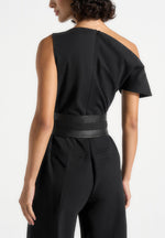Valerie - Tailored Off Shoulder Jumpsuit With Belt - Black
