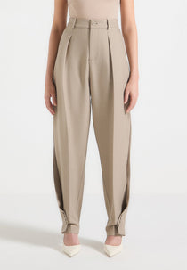 Sophie - Twist Leg Tailored Trousers - Taupe
