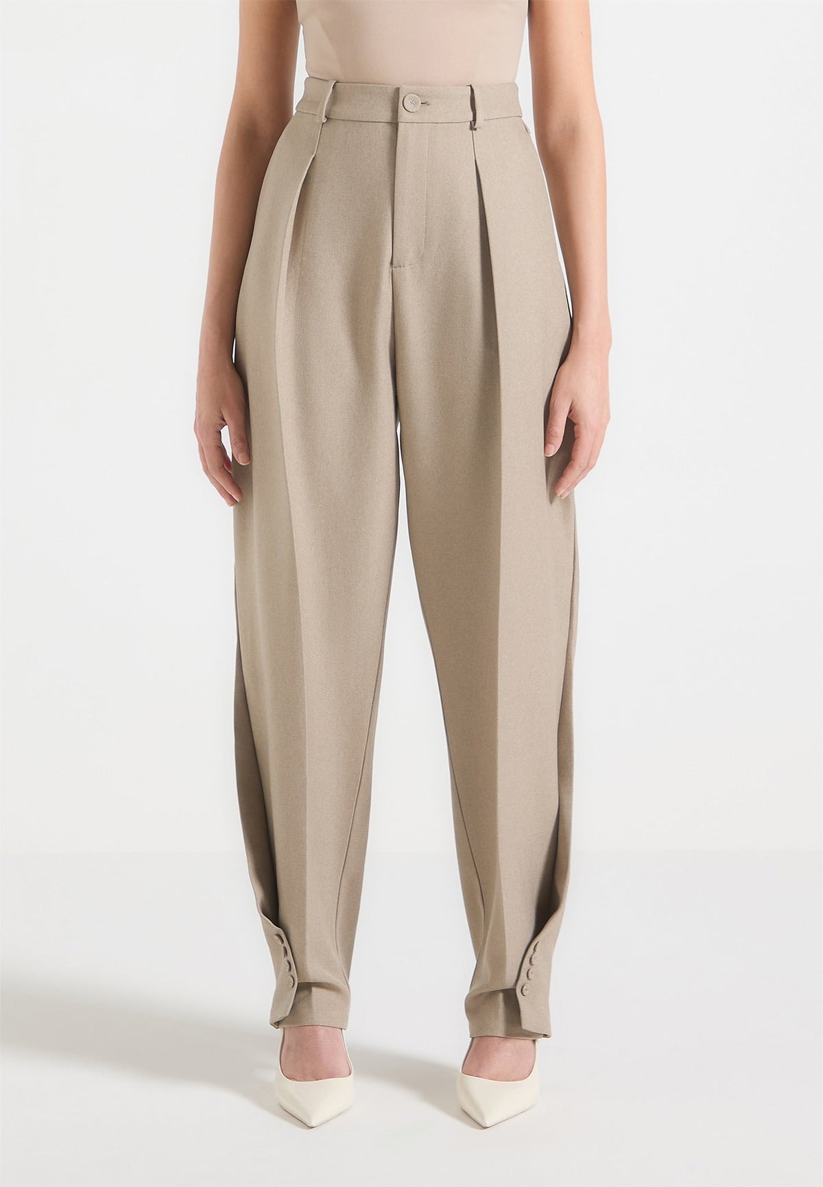S⁠ophie - Twist Leg Tailored Pants - Beige