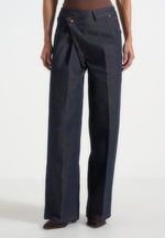 Astrid - Wrapover Wide Leg Denim Jeans - Indigo