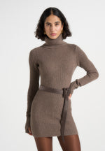 kalia-roll-neck-knitted-mini-dress-with-belt-taupe