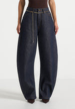Enora - Hourglass Jean With Chain - Indigo