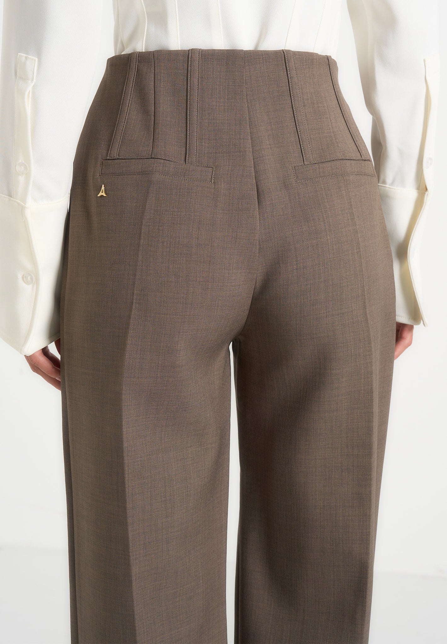 Rafaela - Corset Waist Tailored Pants - Taupe