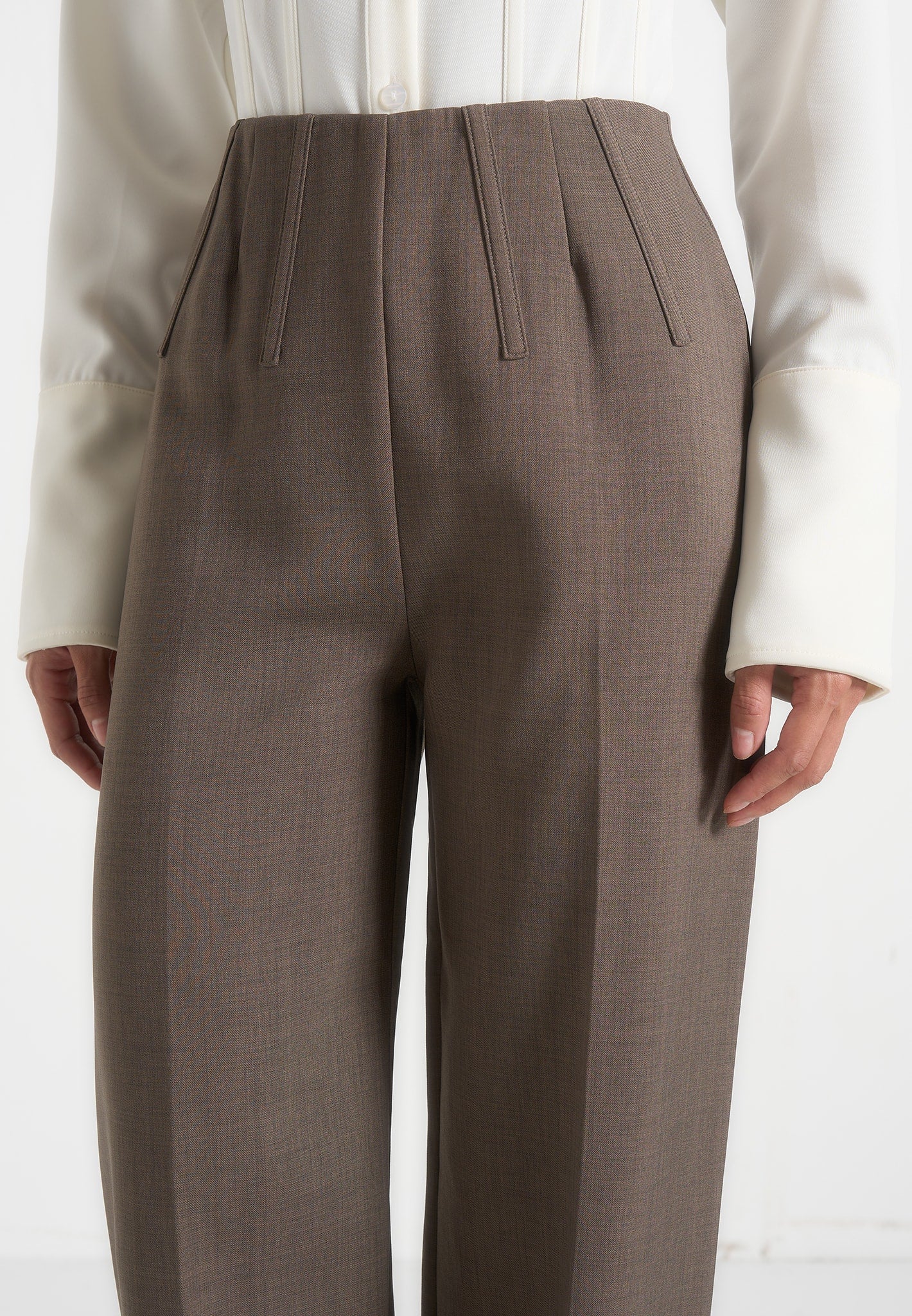 Rafaela - Corset Waist Tailored Pants - Taupe