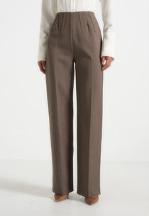 Rafaela - Corset Waist Tailored Pants - Taupe