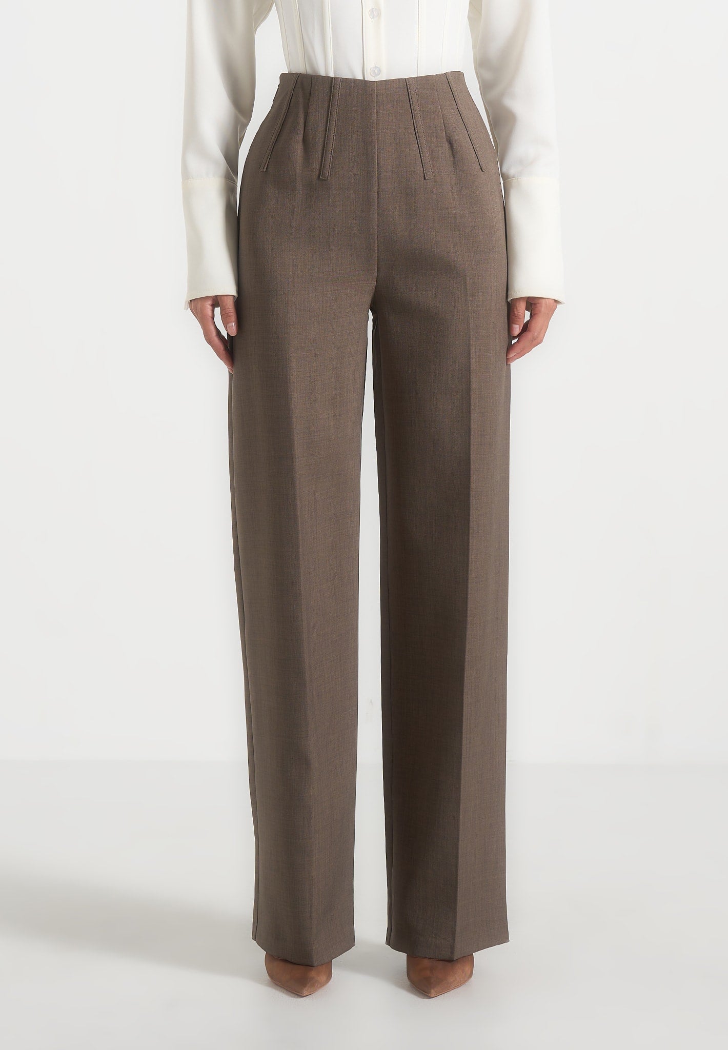 Rafaela - Corset Waist Tailored Pants - Taupe