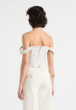 Bonnie - Boucle Bardot Corset Top - Off White