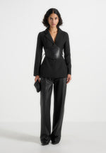 blazer-with-vegan-leather-corset-black
