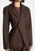 Beatrice - Tailored Contour Double Breasted Blazer - Brown