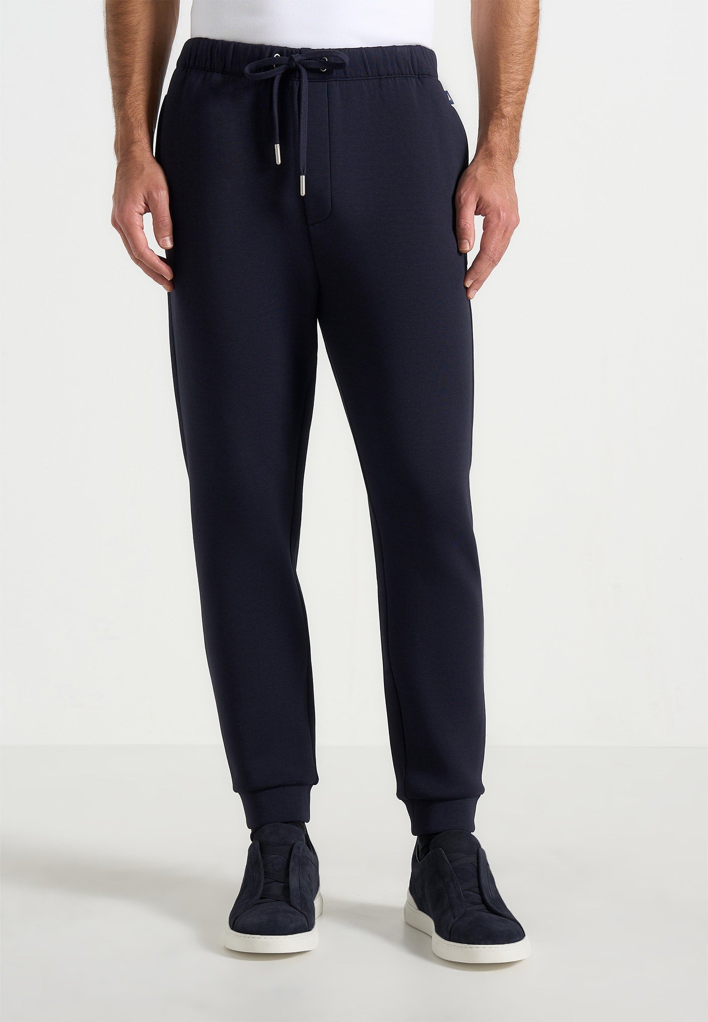 JS008 - Neoprene Minimal Tapered Fit Cuffed Joggers - Navy 