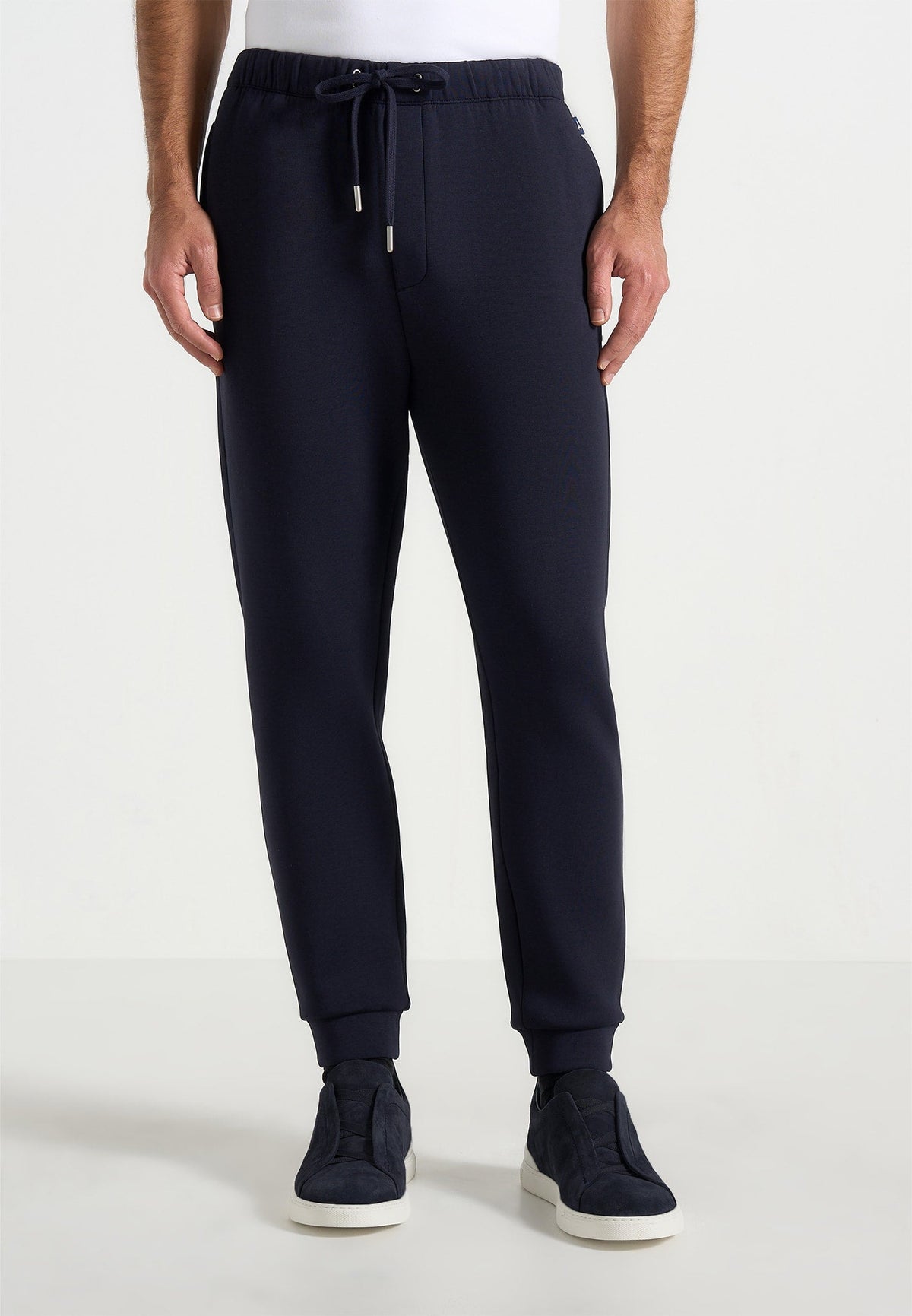 JS008 - Neoprene Minimal Tapered Fit Cuffed Joggers - Navy