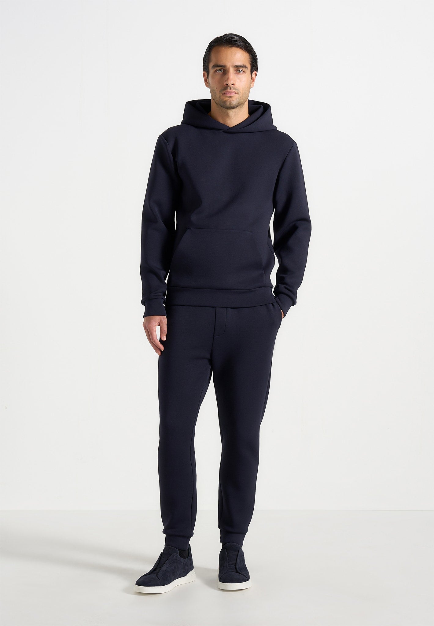 JS008 - Neoprene Minimal Tapered Fit Cuffed Joggers - Navy