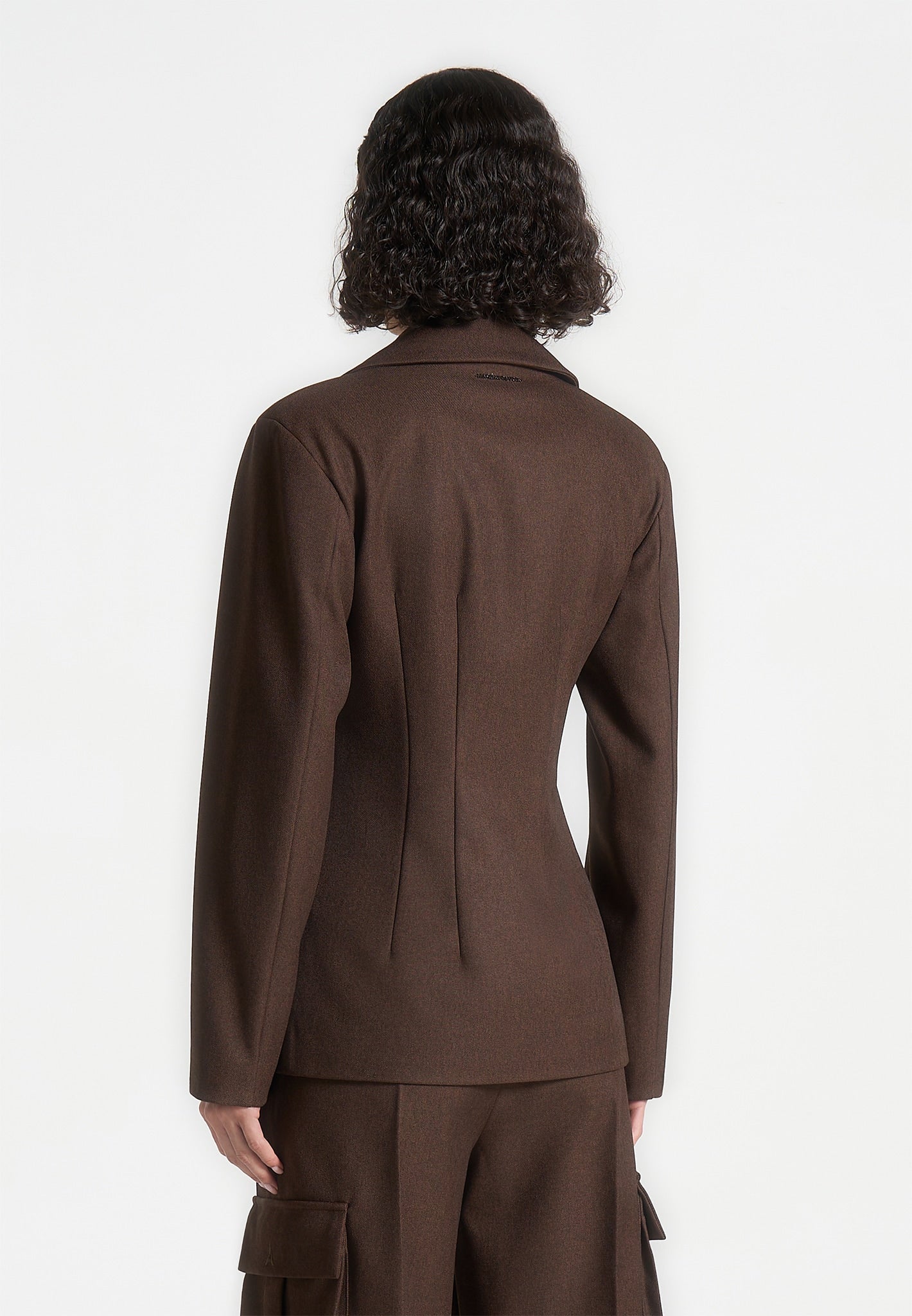 Beatrice - Tailored Contour Double Breasted Blazer - Brown