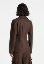 Beatrice - Tailored Contour Double Breasted Blazer - Brown