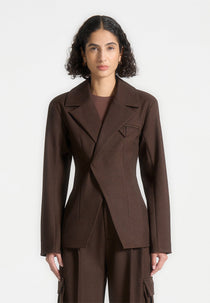 Beatrice - Tailored Contour Double Breasted Blazer - Brown