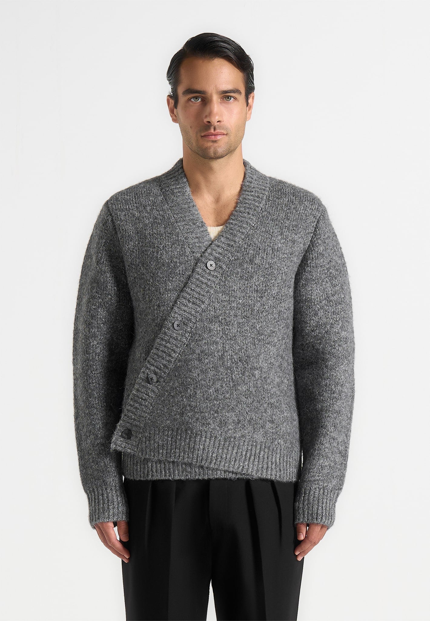 dani-unisex-asymmetric-brushed-knit-cardigan-grey