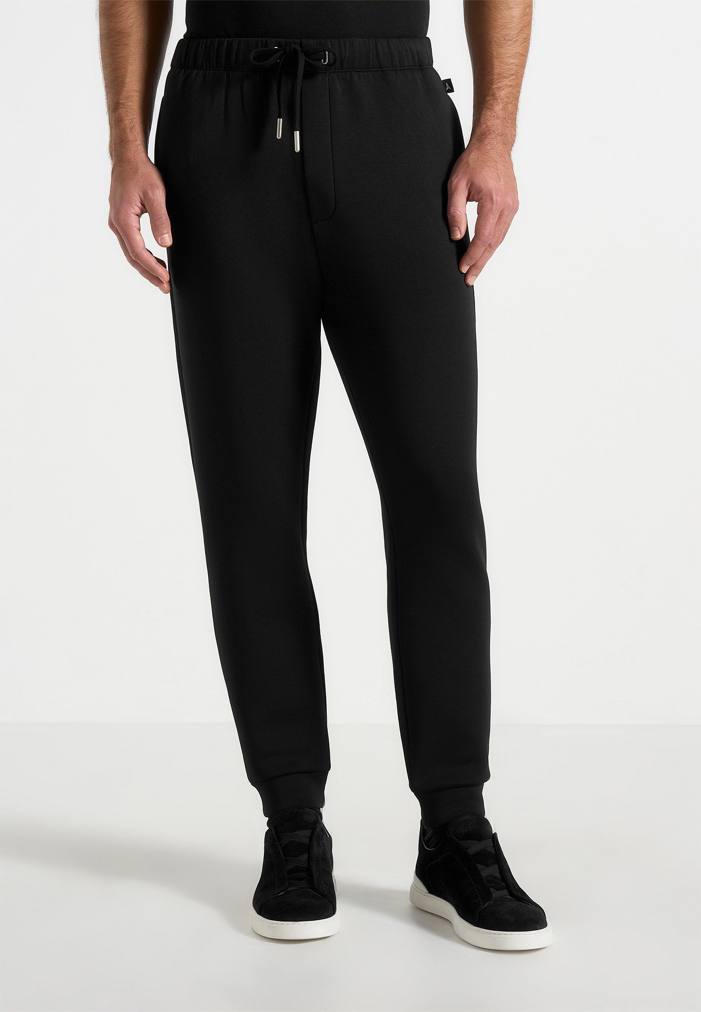 Dion - Neoprene Minimal Tapered Fit Cuffed Joggers - Black 