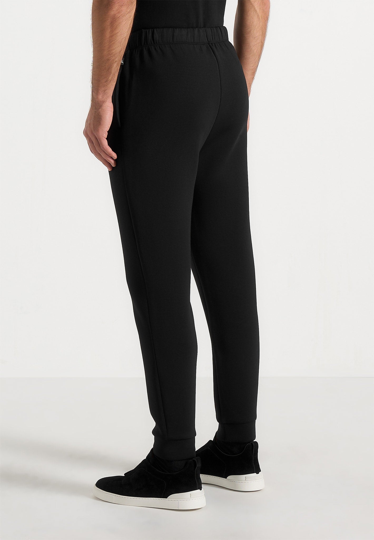 Dion - Neoprene Minimal Tapered Fit Cuffed Joggers - Black
