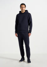 Drew - Neoprene Minimal Regular Fit Hoodie - Navy