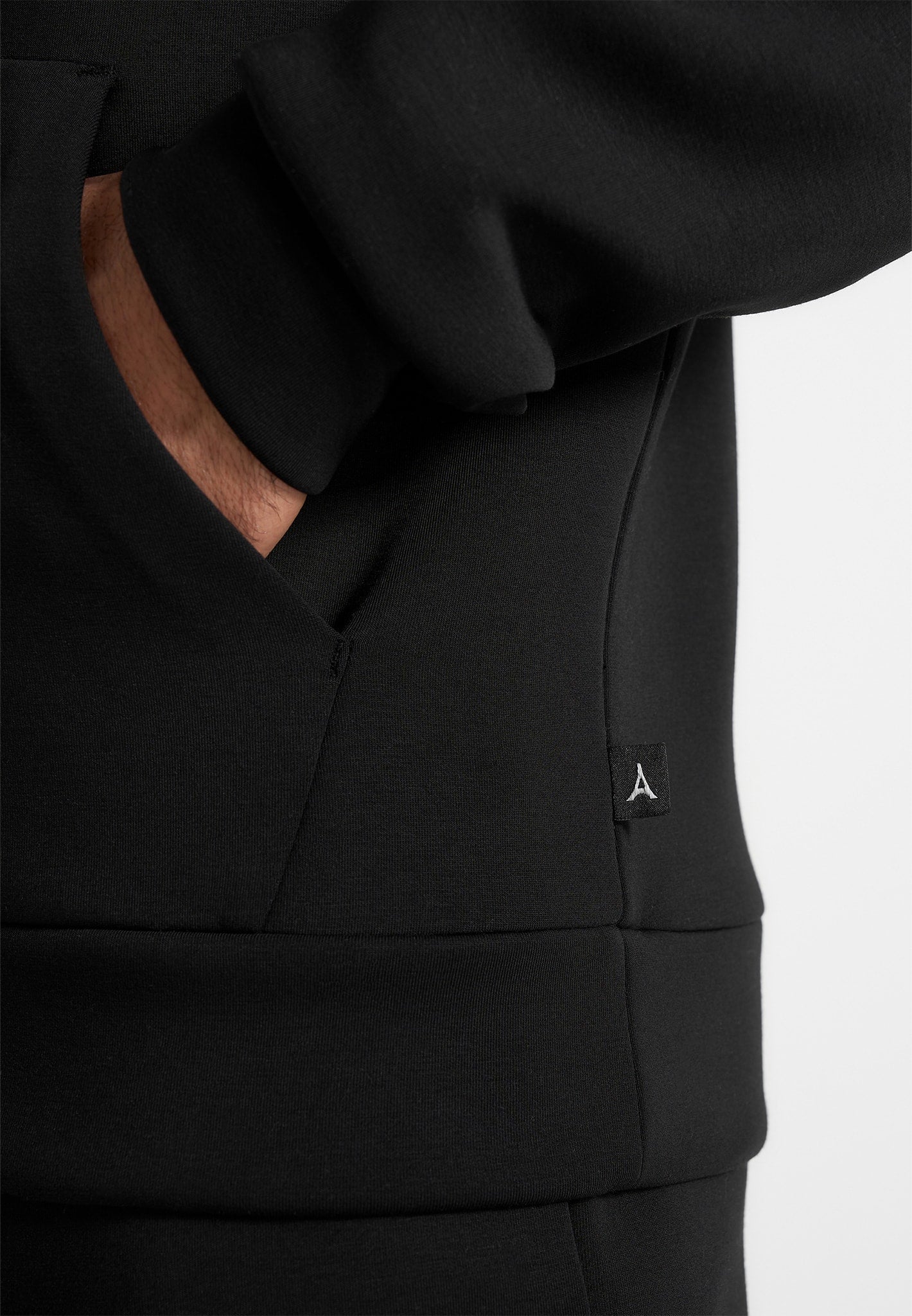 Drew - Neoprene Minimal Regular Fit Hoodie - Black