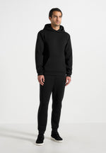 Drew - Neoprene Minimal Regular Fit Hoodie - Black