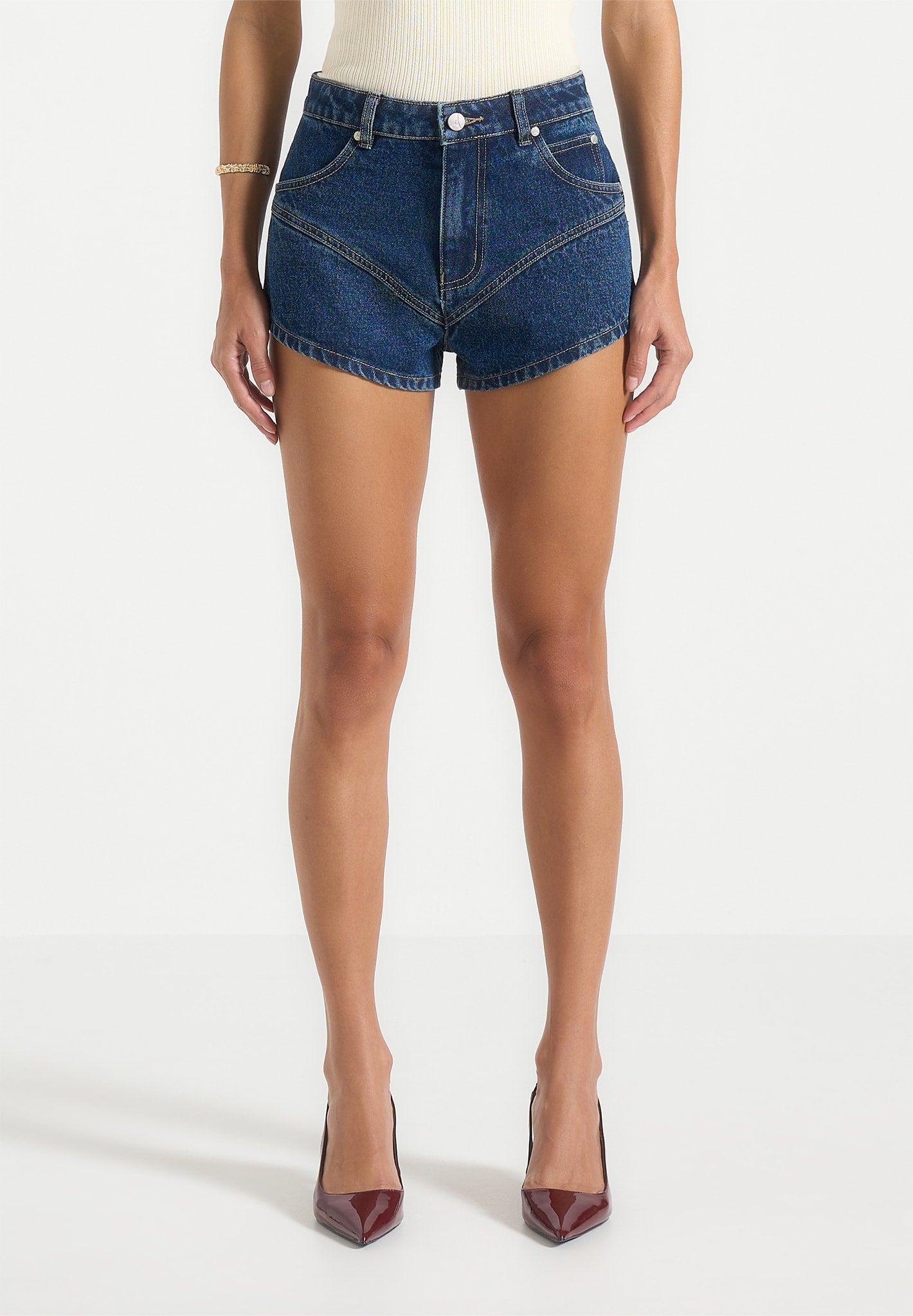 Lore - Contour Denim Mini Shorts - Indigo