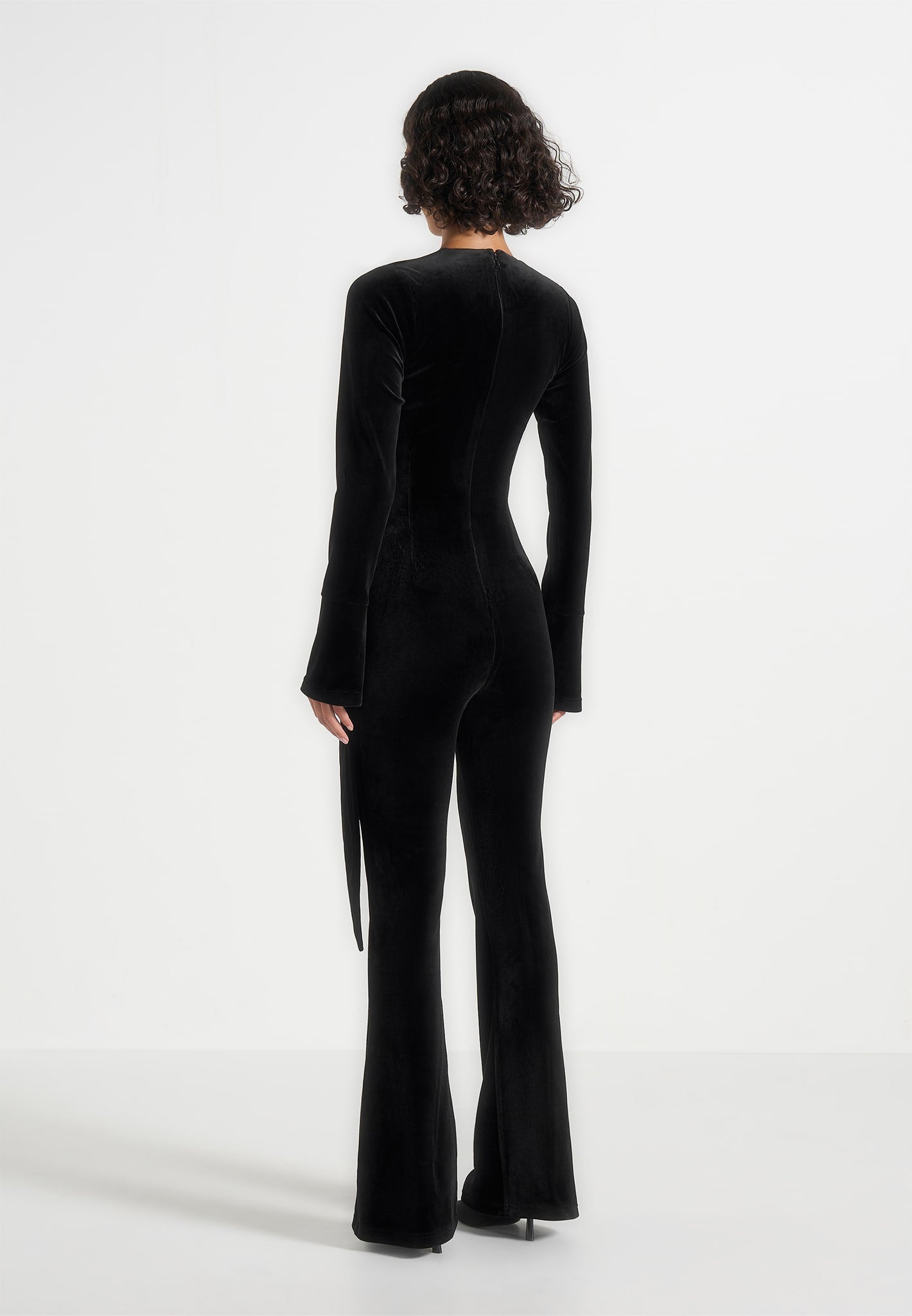 Solel - Velour Wrap Jumpsuit - Black