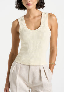 VS001 - Scoop Neck Ribbed Tank Top - Cream