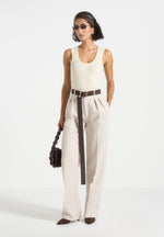 Liane - Scoop Neck Ribbed Tank Top - Cream