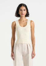 Liane - Scoop Neck Ribbed Tank Top - Cream