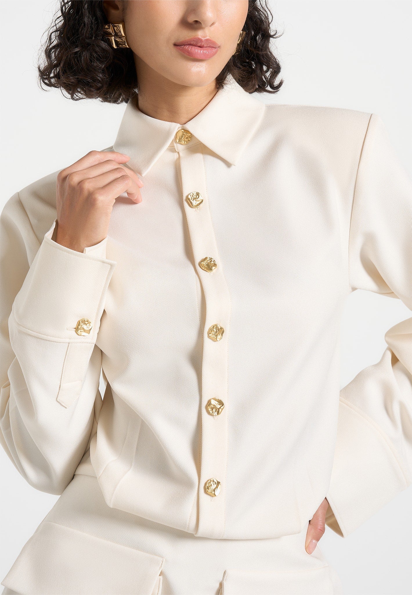 Laure - Cargo Shirt Mini Dress - Cream