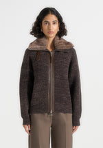 ariel-unisex-plush-collar-speckled-knit-jacket-brown