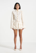 Laure - Cargo Shirt Mini Dress - Cream