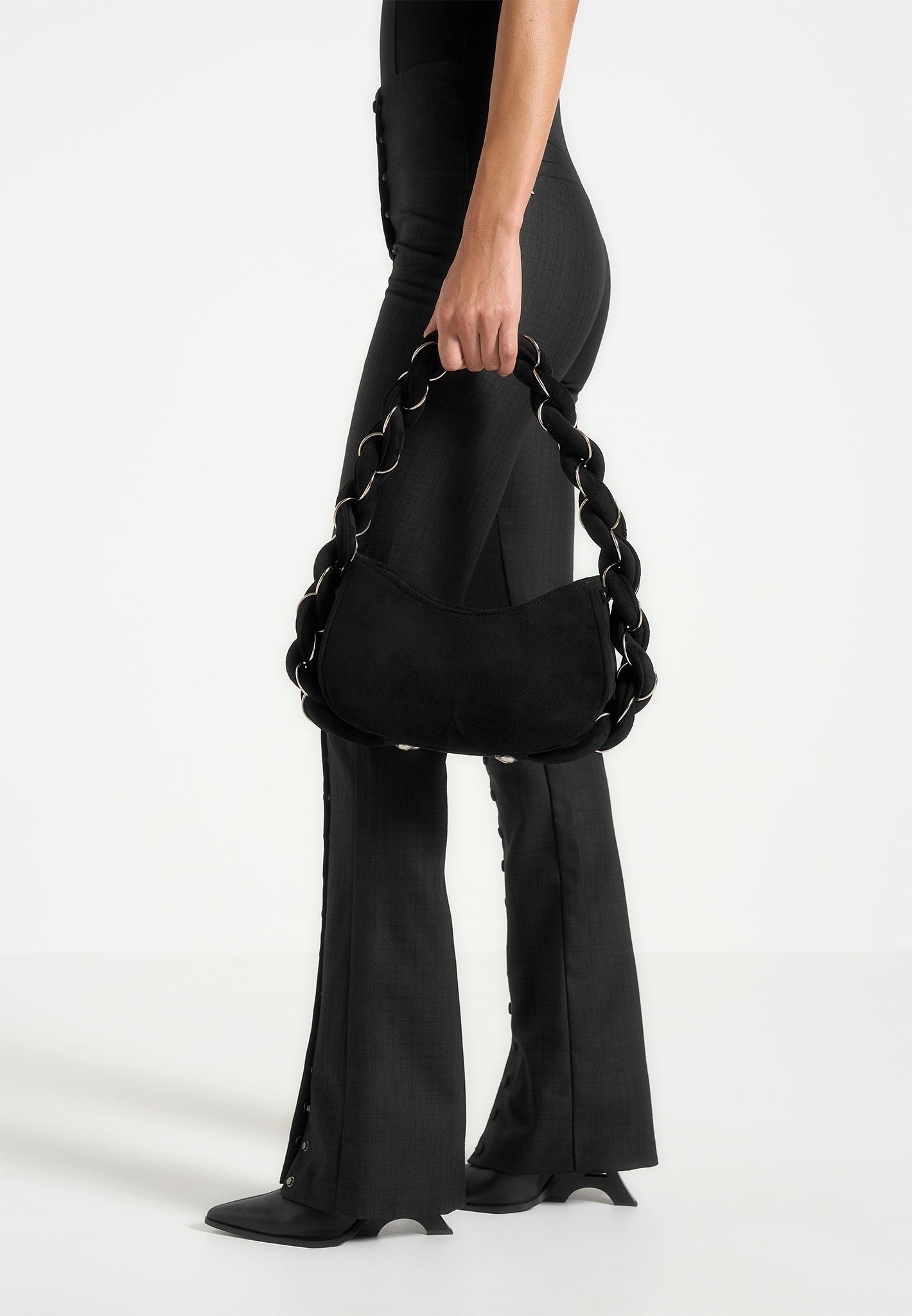 Therese - Tailored Button Detail Pants - Black
