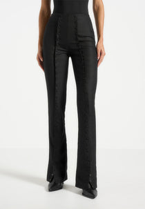 Therese - Tailored Button Detail Pants - Black