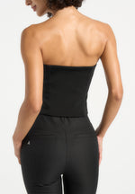 Lise - Cropped Tailored Blazer & Button Detail Bandeau - Black