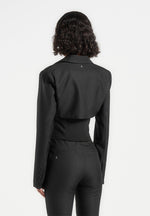 Lise - Cropped Tailored Blazer & Button Detail Bandeau - Black