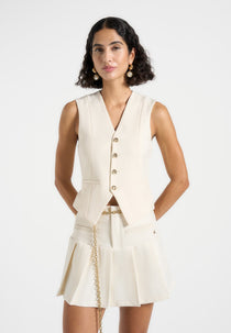 Christine - Tailored Cinch Suit Vest - Off White