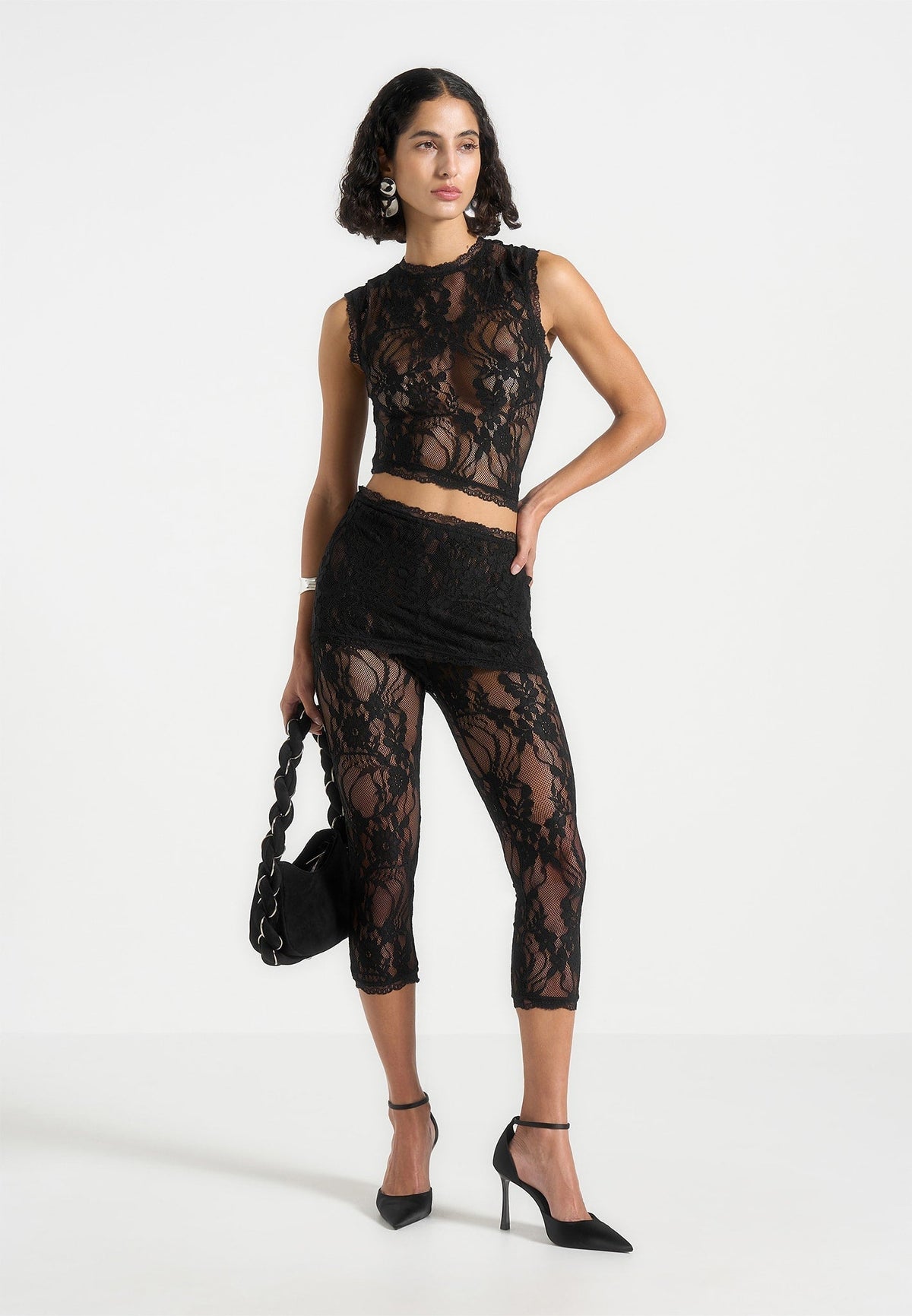 Eugenie - Lace Asymmetric Top - Black