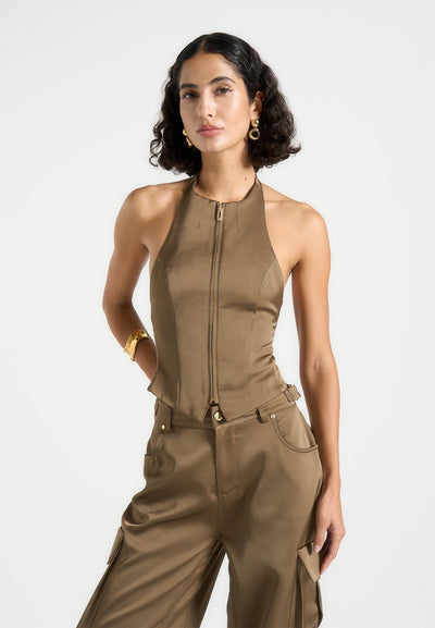 claudette-satin-halterneck-backless-top-dark-olive