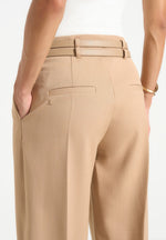 Pascale - Tailored Twin Belt Pants - Dark Beige