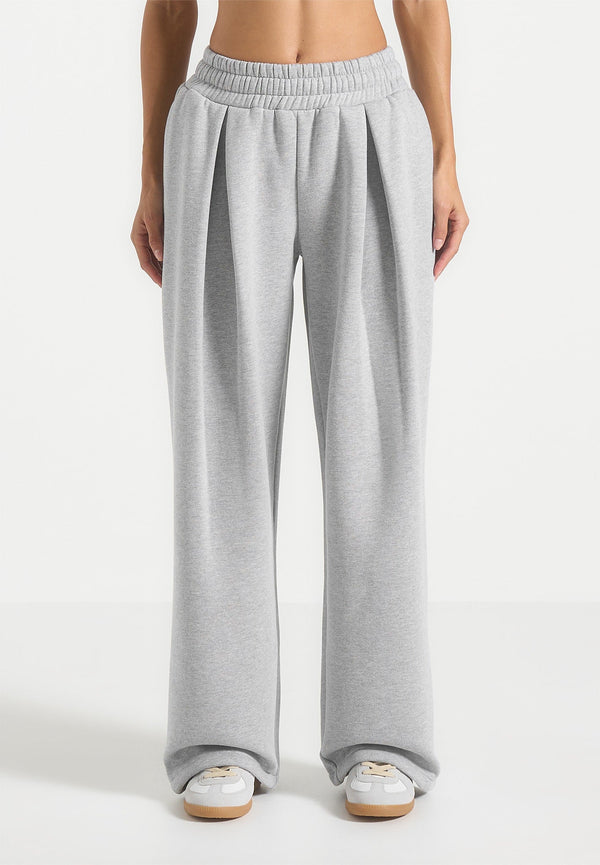 Fanny - Straight Leg Box Pleat Joggers - Grey